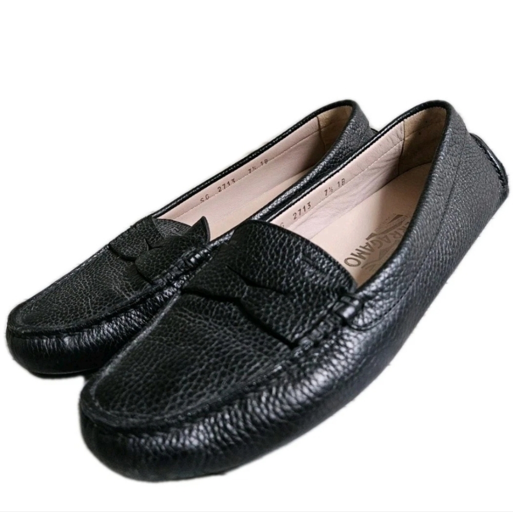 Salvatore Ferragamo Loafer Driver Black Scotch Grain UK 7.5/ US 8.5 B
